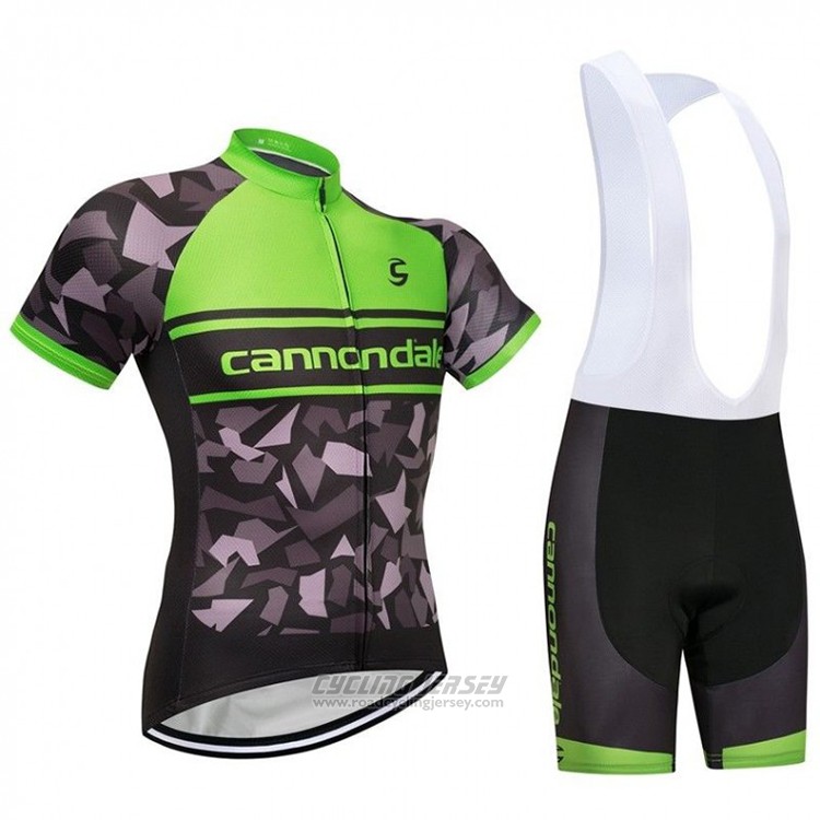 2018 Cycling Jersey Cannondale Green and Black Short Sleeve and Bib Short